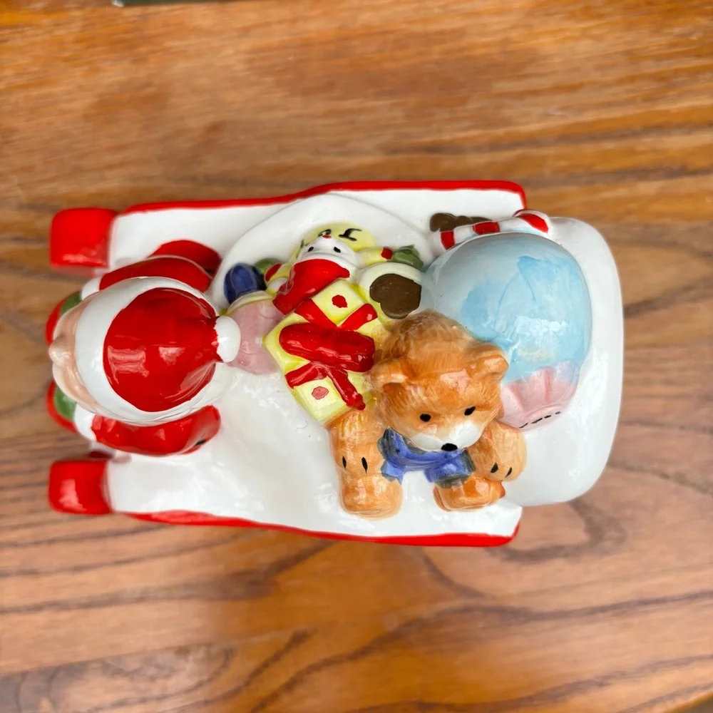 Vintage Christmas Santa Claus Sleigh Musical Box Taiwan Original Box